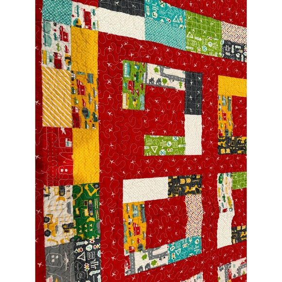 Little Kid Transportation Handmade Quilt 45x55" - Picture 2 of 7